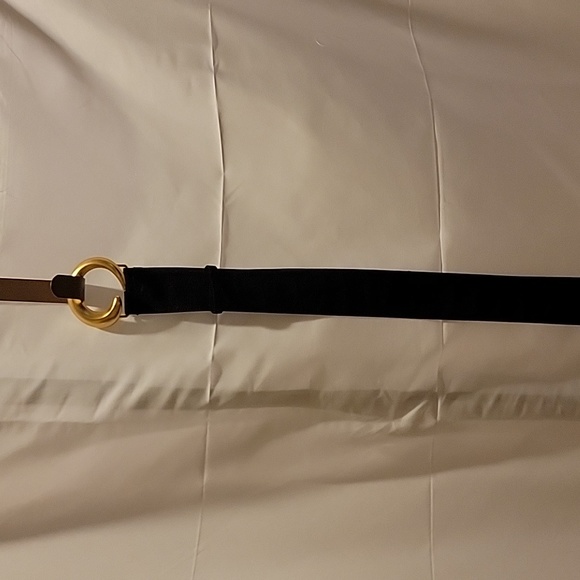 Vintage Wide Tracy Maxwell Black Gen Pig Suede Belt Gold Tone Buckle GUC Large - Picture 1 of 16